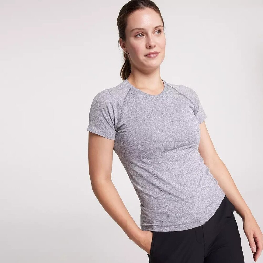 CALIA Women's Golf Seamless Tee Space Gray Fitted Crew Neck Size Small Active